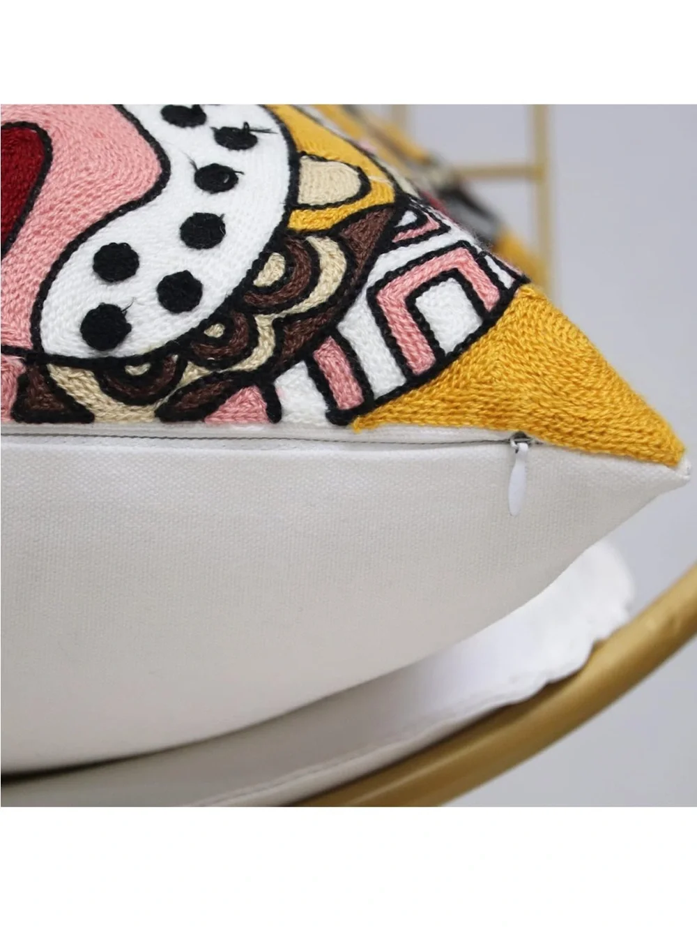 Egyptian Cat Mom Funky Hand Woven 18x18 Cat Pillow cover Yellow gift